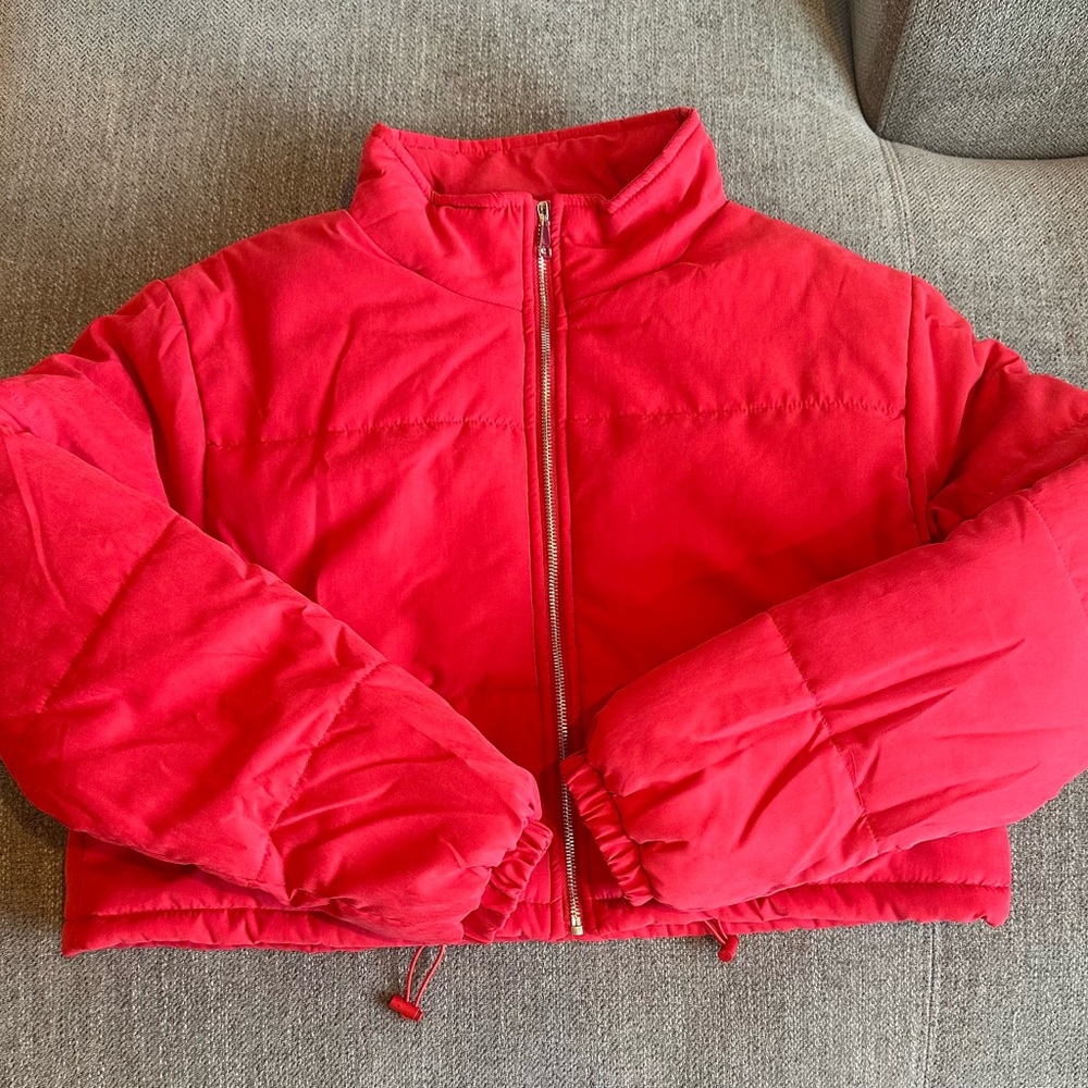 PrettyLittleThing Red Puffer Coat